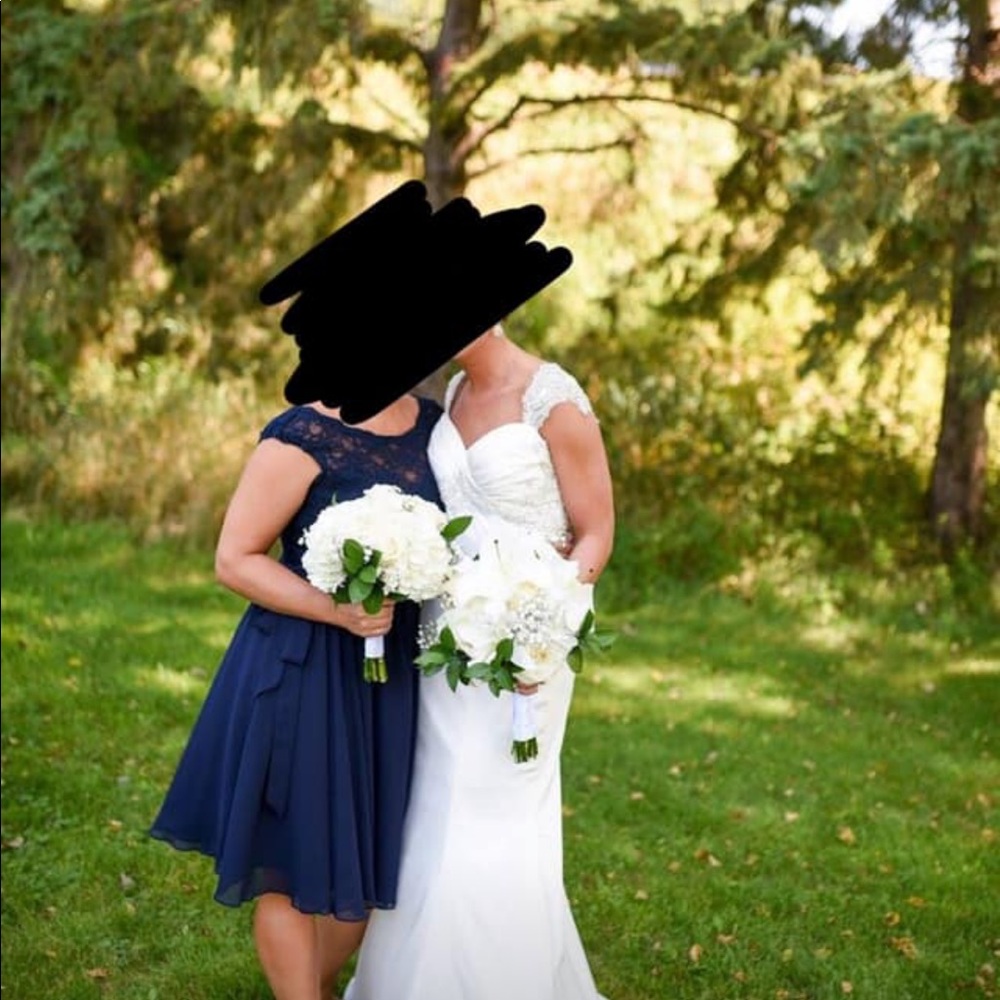Short navy bridesmaid dress